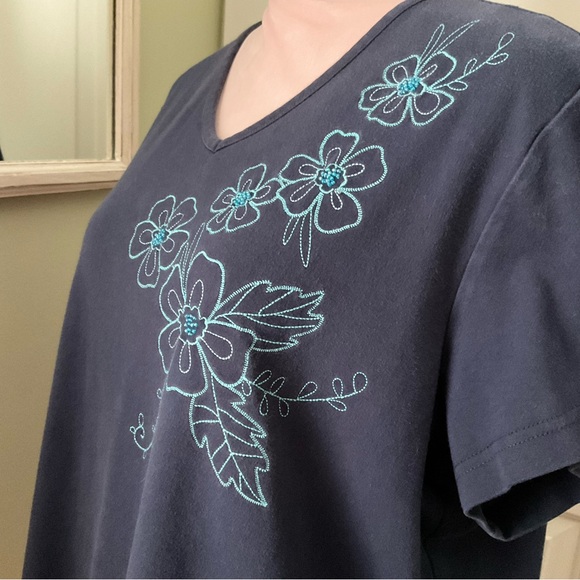 PENMAN’S PLUS, NAVY BLUE EMBROIDERED T- SHIRT, SIZE 2X - Picture 2 of 9